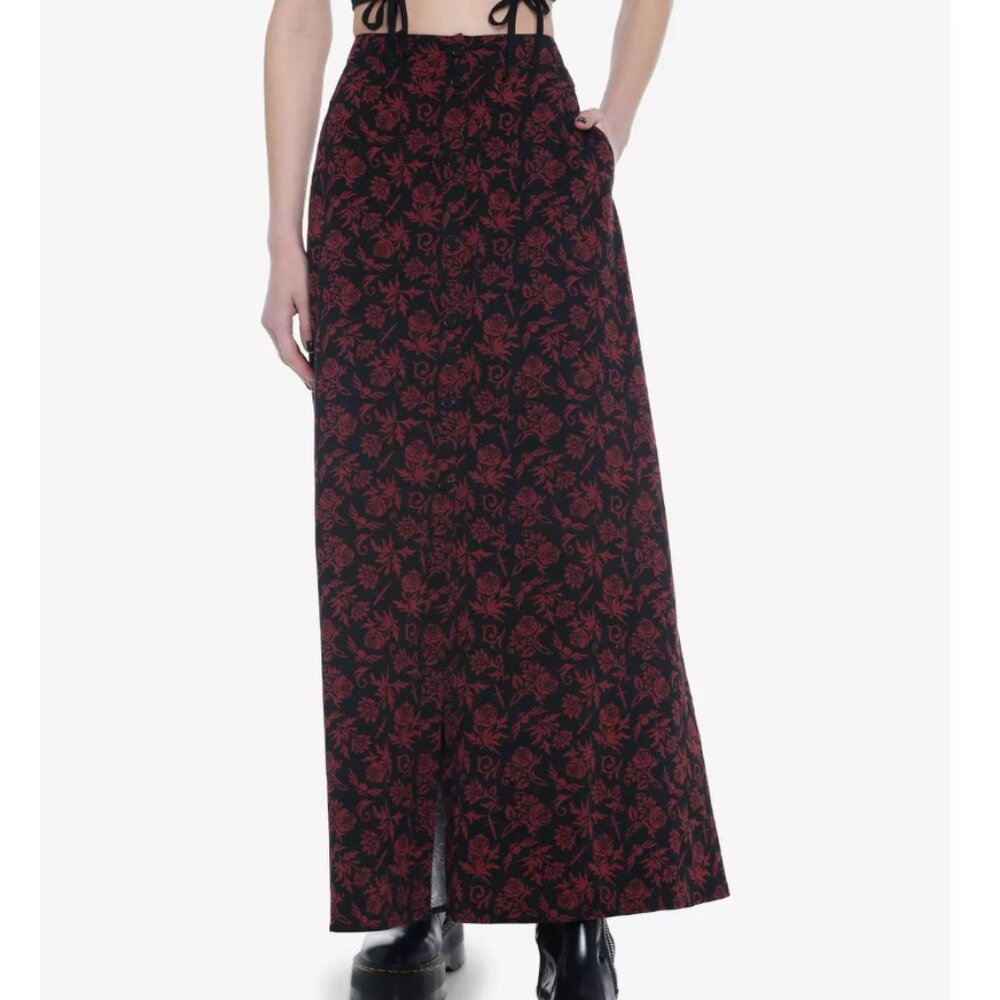Social Collision - Maxi Floral Skull Skirt - Size 3X - NWT